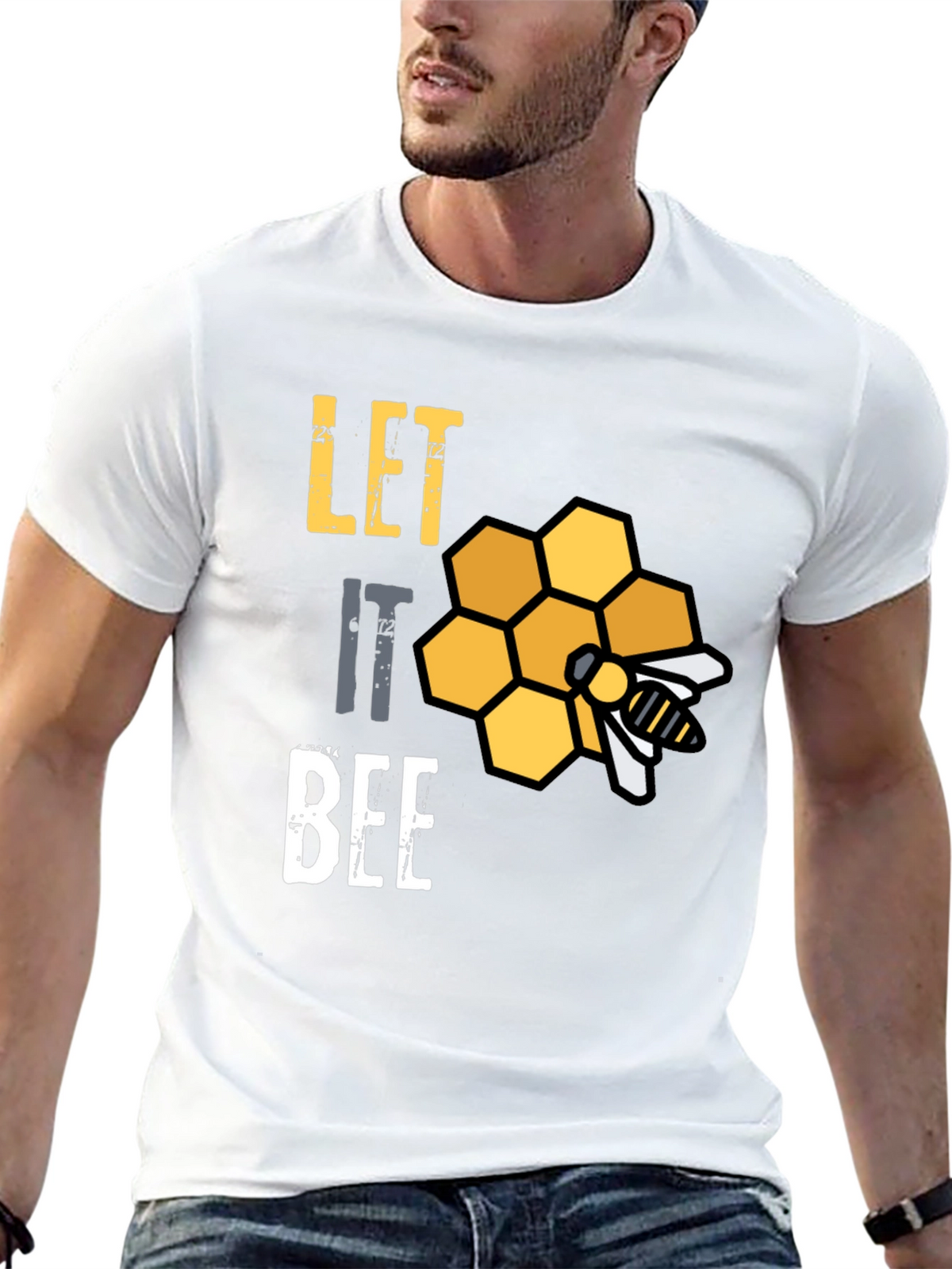 Let It Bee Graphic Tee - Unique Honeycomb Design