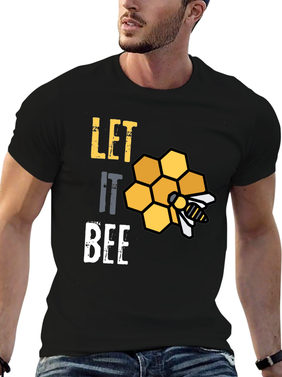 Let It Bee Graphic Tee - Unique Honeycomb Design