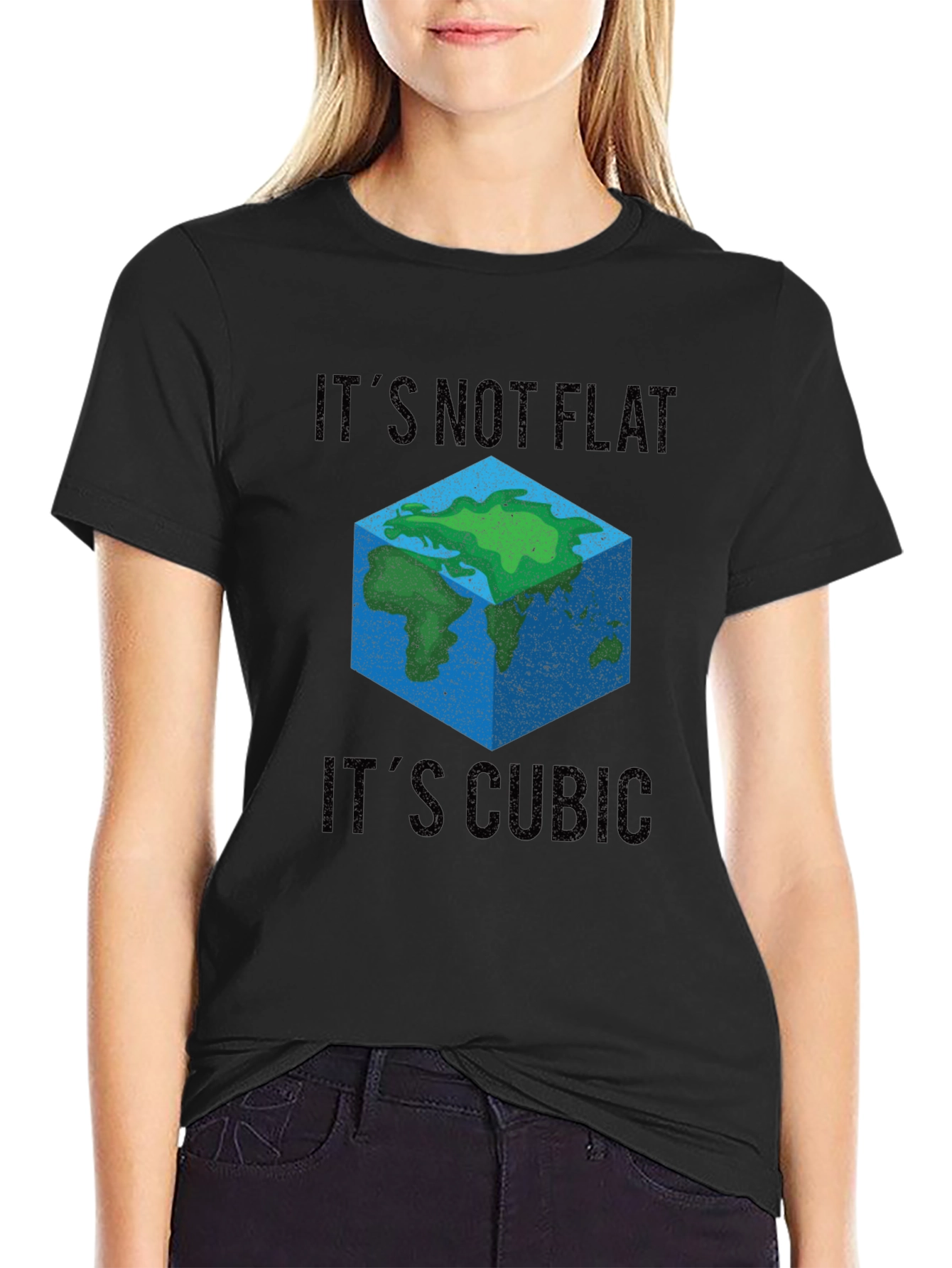Cubic Earth T-Shirt - Flat Earth Conspiracy Parody