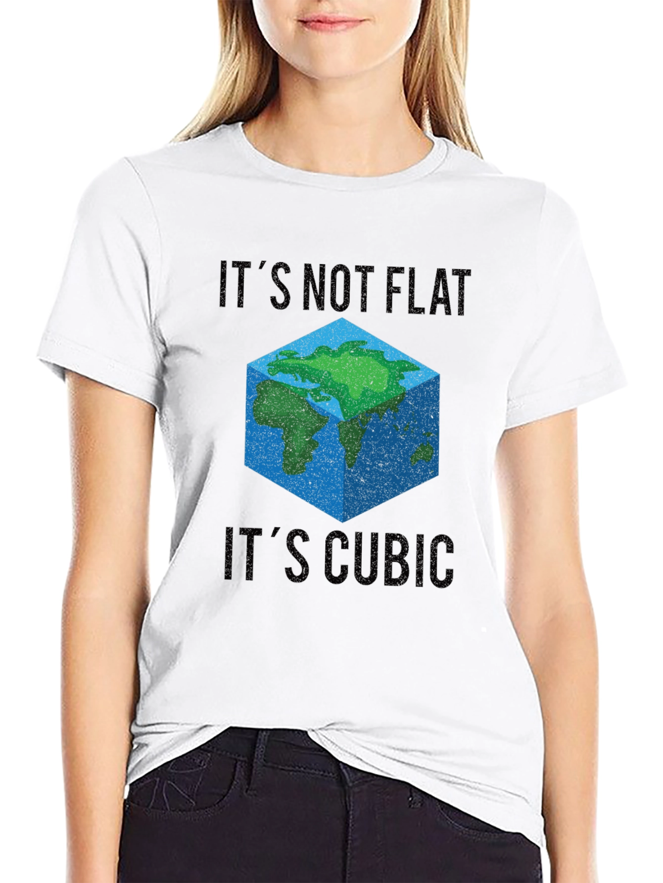 Cubic Earth T-Shirt - Flat Earth Conspiracy Parody