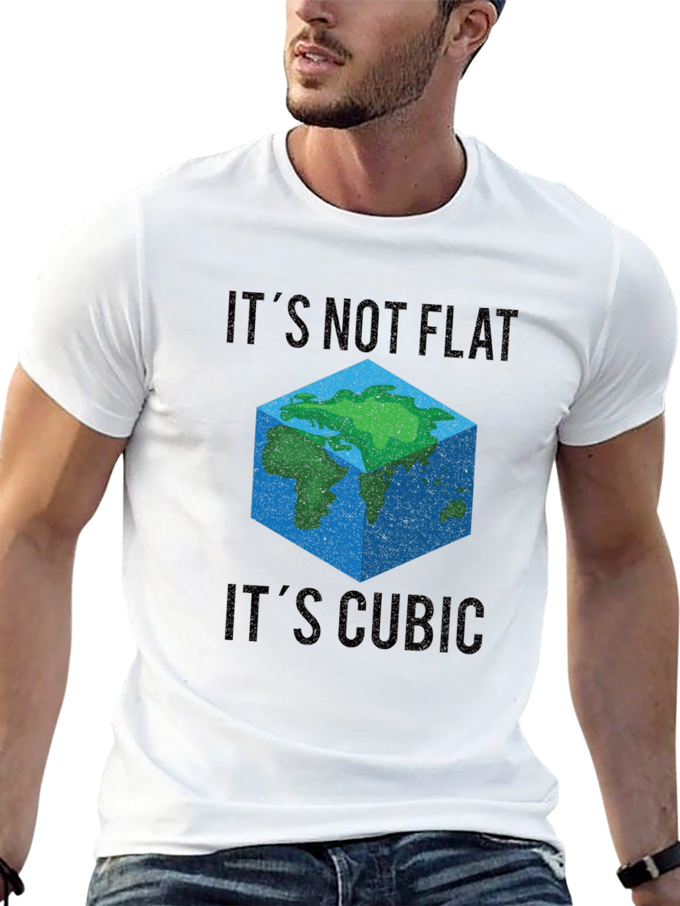 Cubic Earth T-Shirt - Flat Earth Conspiracy Parody