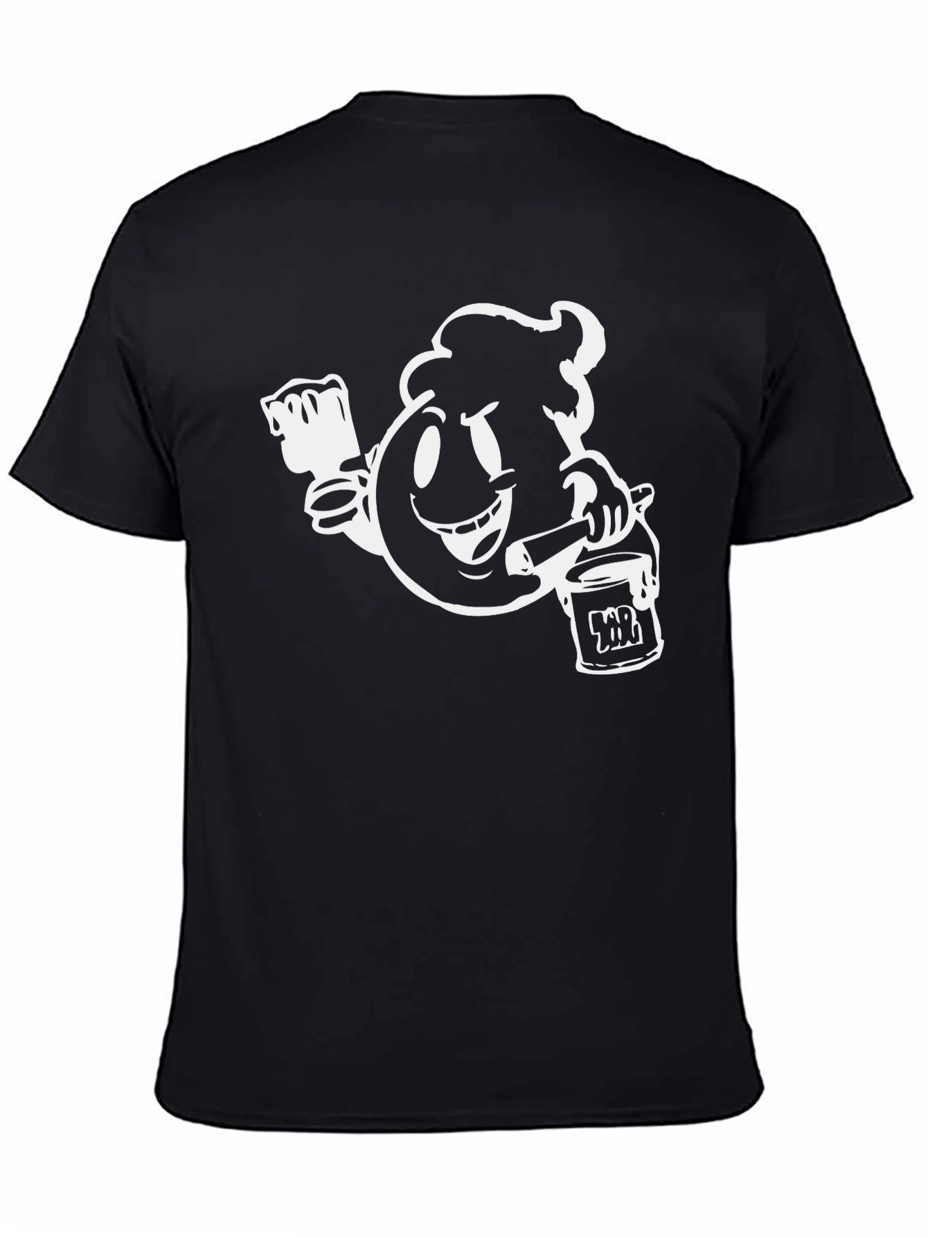 Black T-Shirt with Paint-Themed Graphic