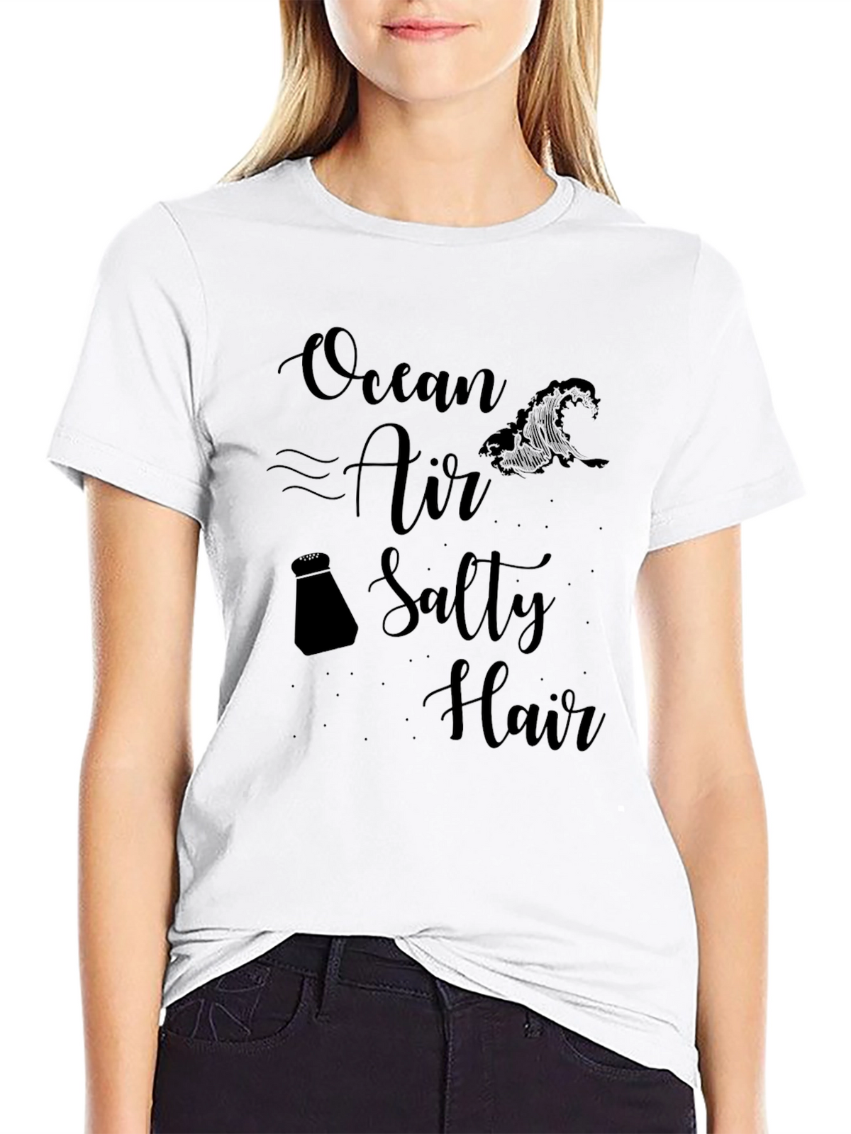 Ocean Air Salty Hair Black T-Shirt