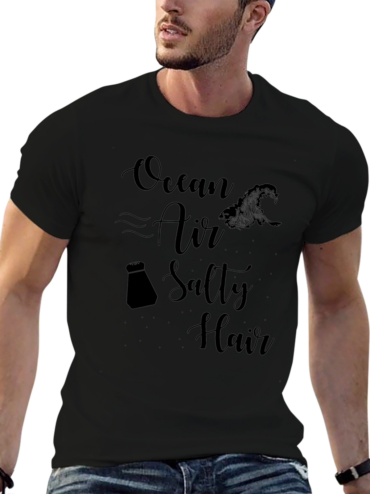 Ocean Air Salty Hair Black T-Shirt