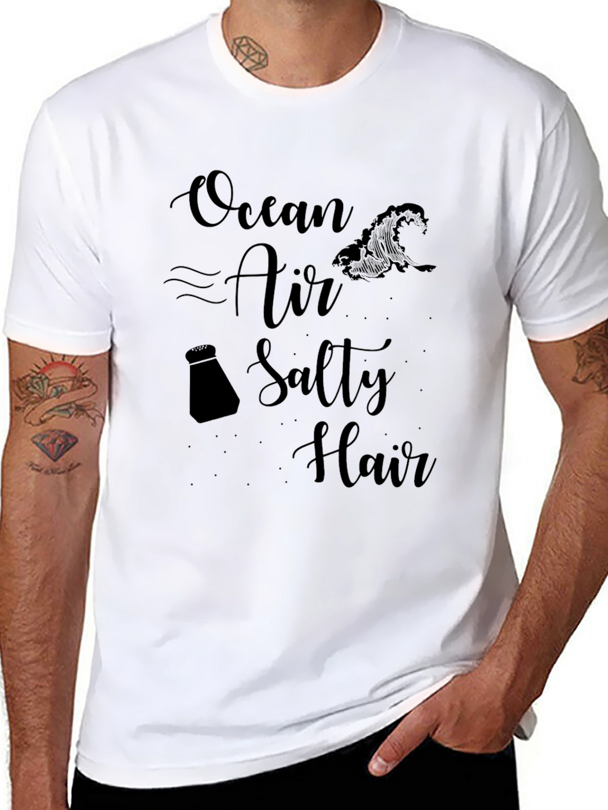 Ocean Air Salty Hair Black T-Shirt