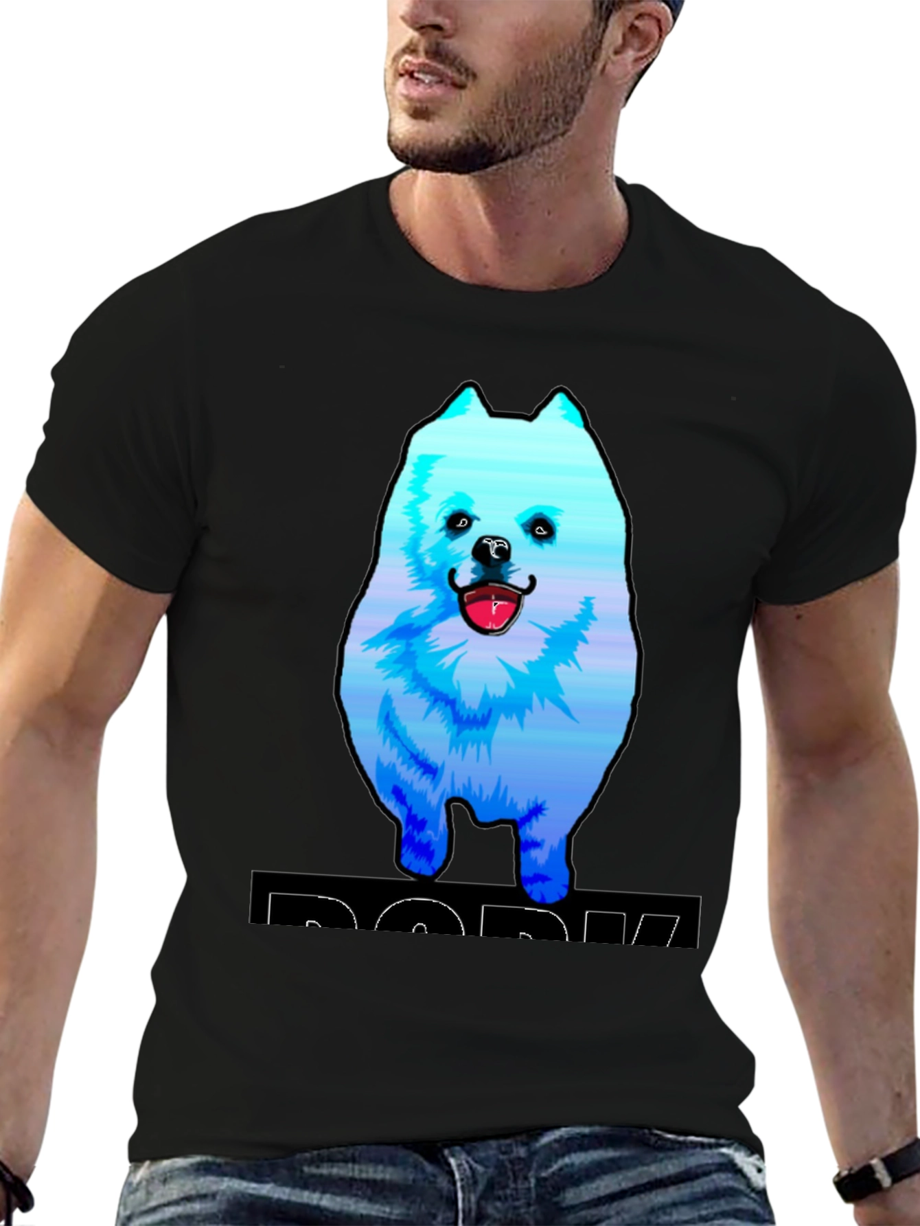Dog Graphic T-Shirt - Trendy Black Cotton Tee