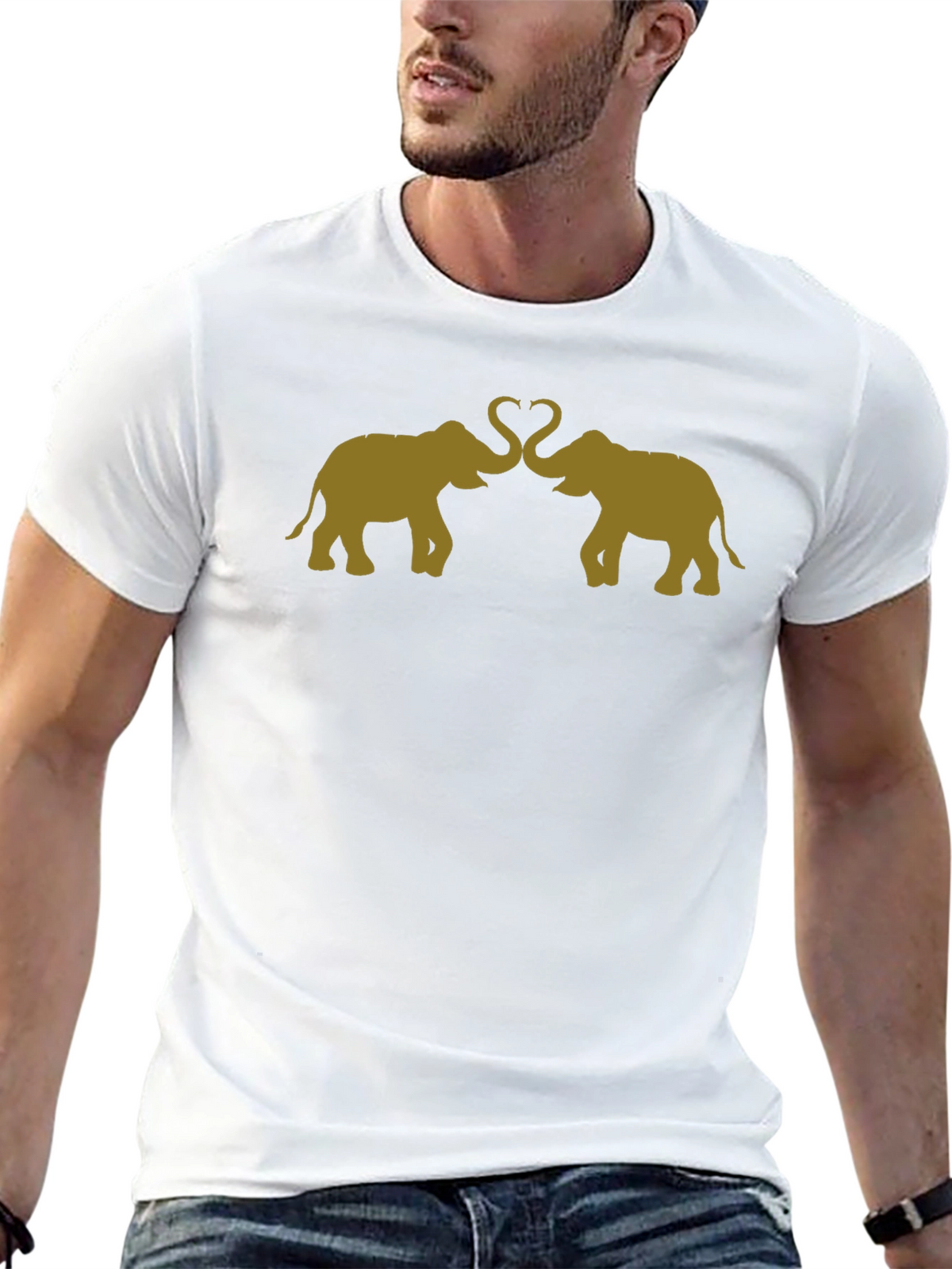 Elephant Love T-Shirt - Stylish Black Tee