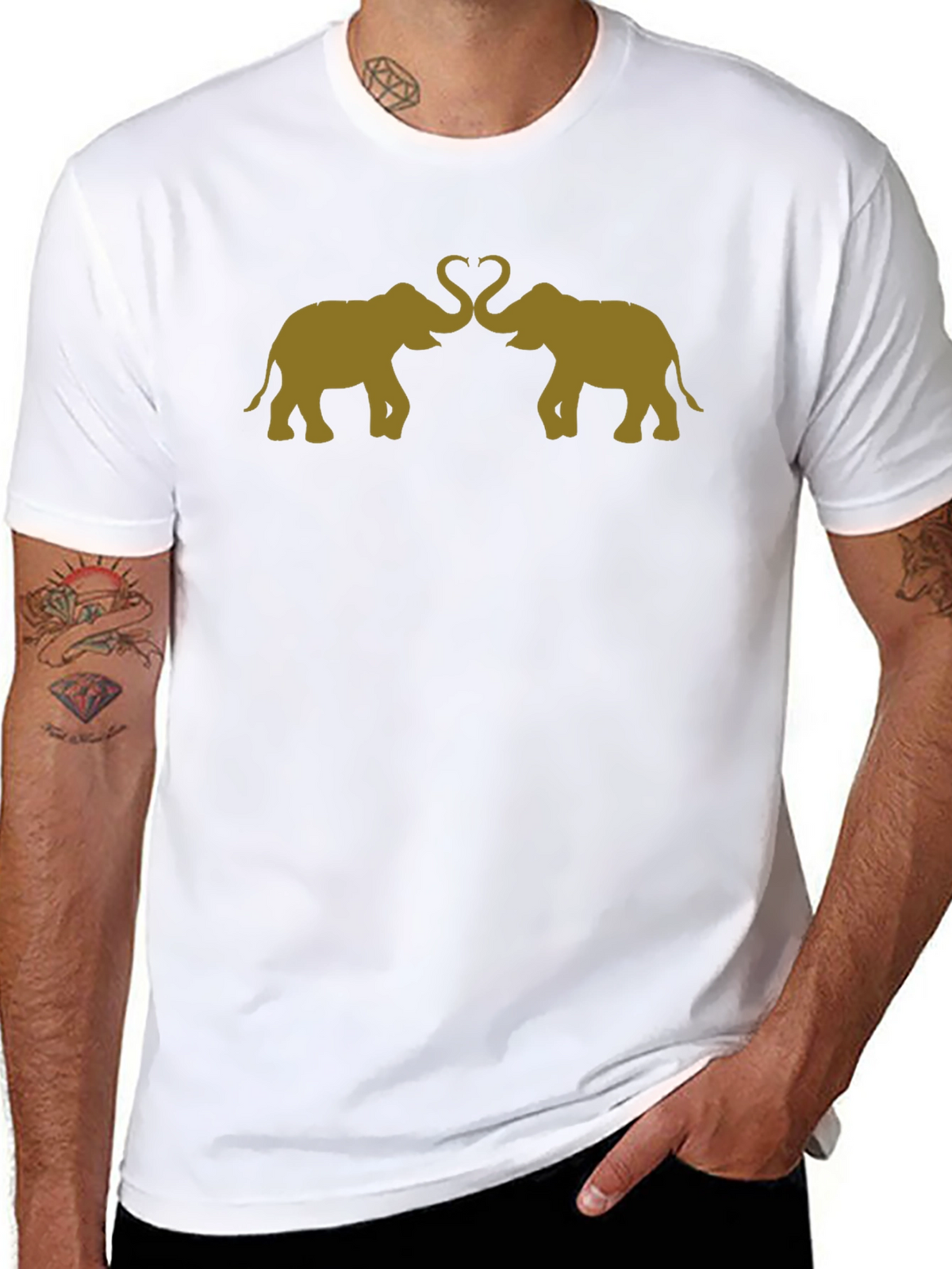 Elephant Love T-Shirt - Stylish Black Tee