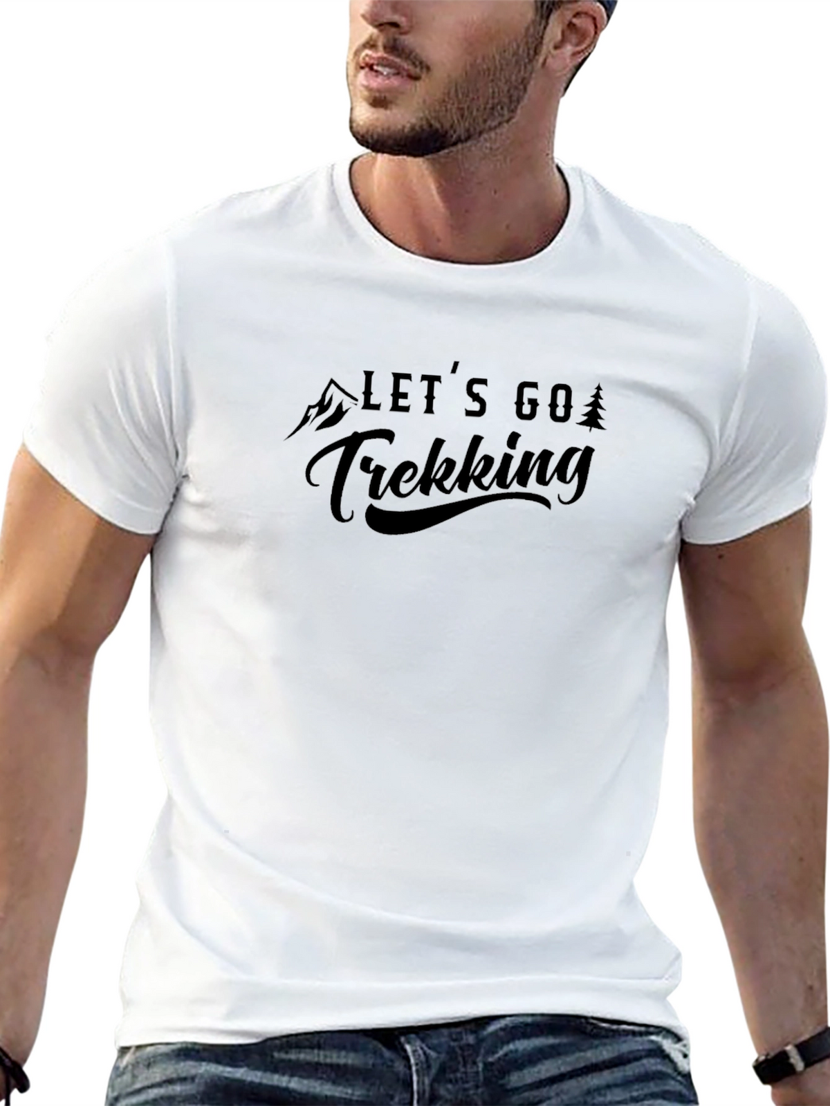 Lets Go Trekking Black Graphic Tee