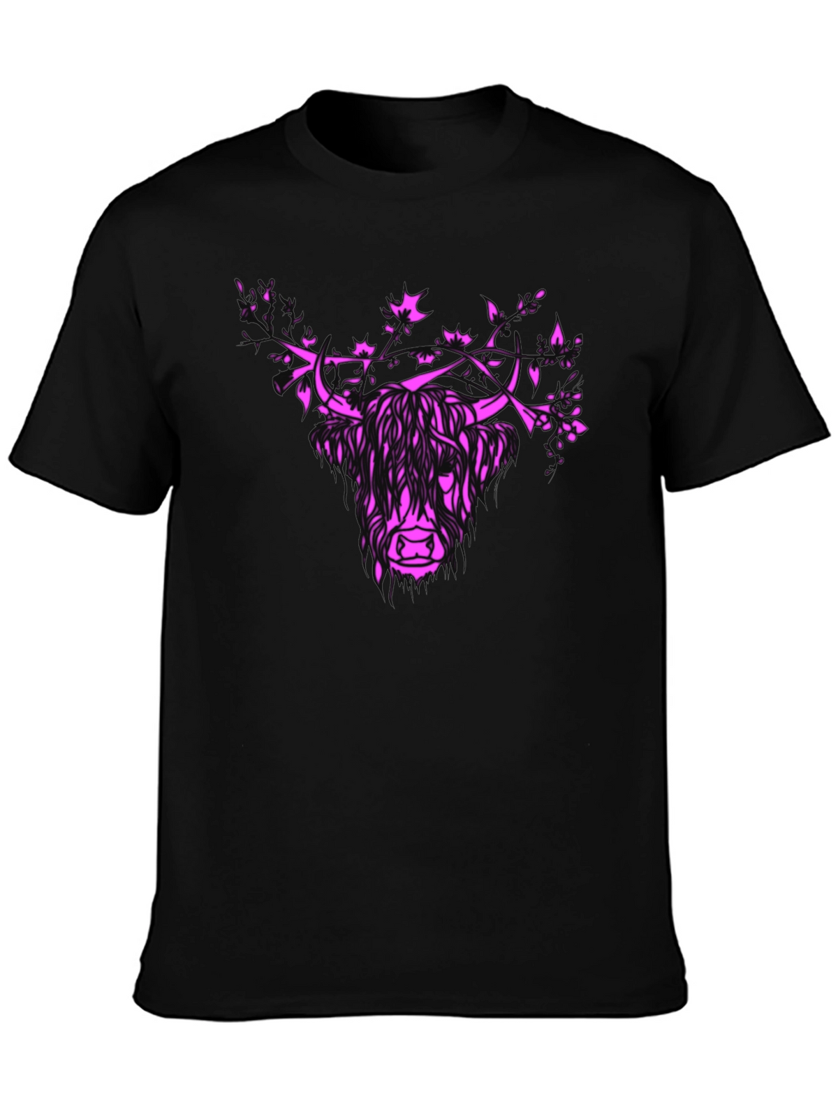 Highland Cow Floral Crown Graphic Tee - Mens