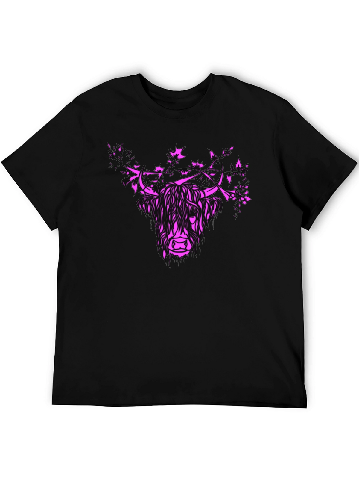 Highland Cow Floral Crown Graphic Tee - Mens