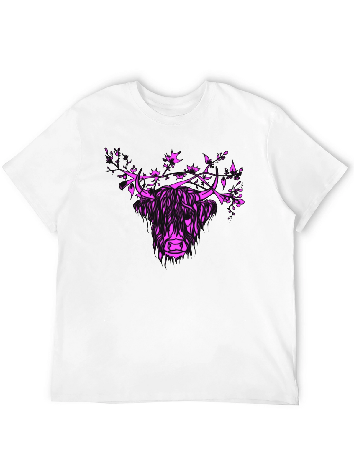 Highland Cow Floral Crown Graphic Tee - Mens