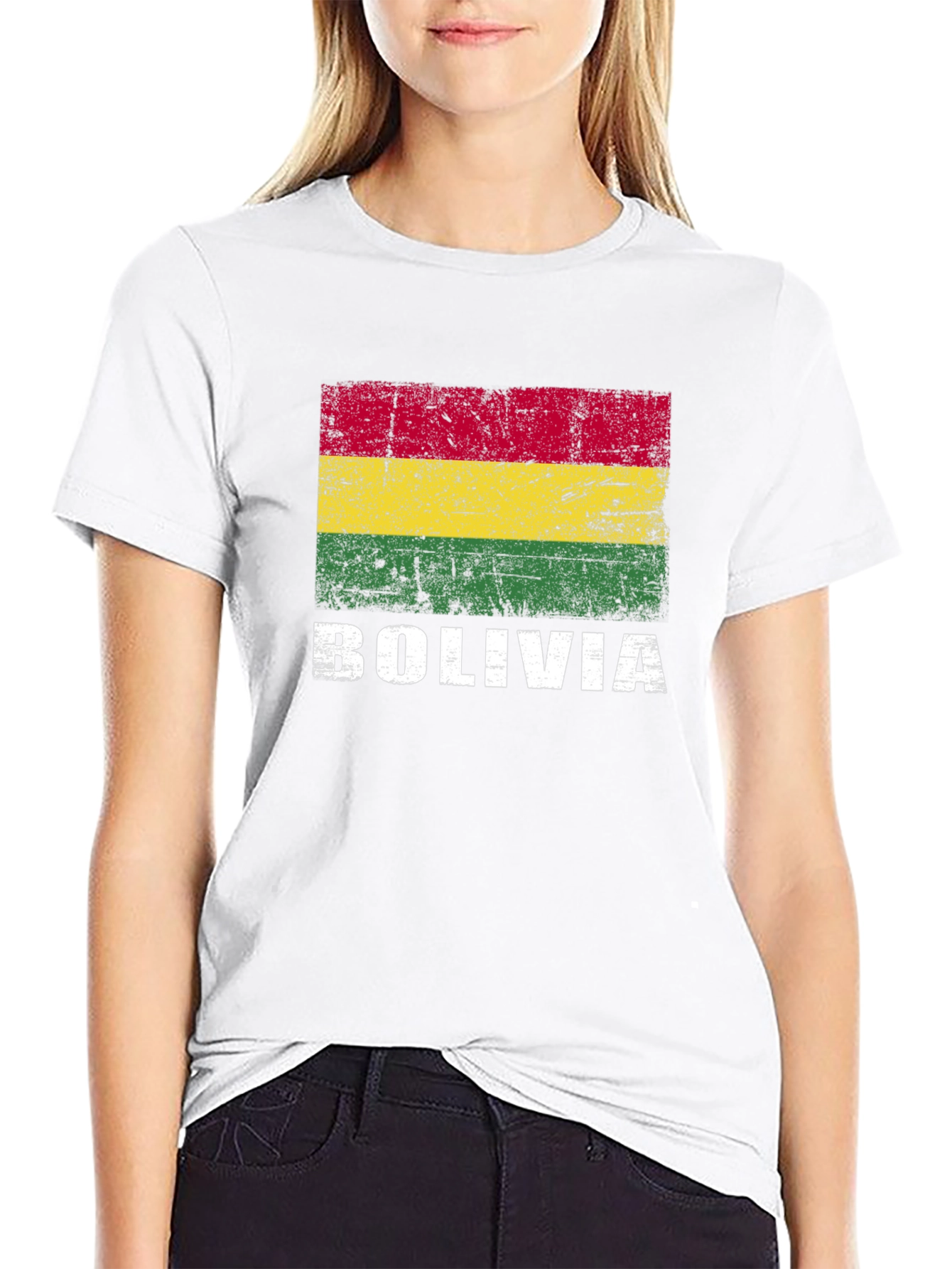 Bolivia Flag Graphic T-Shirt - Black