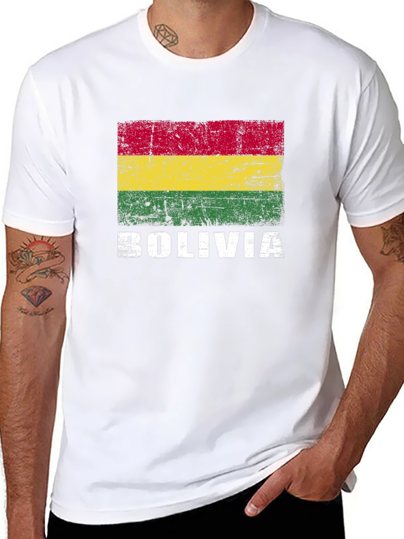 Bolivia Flag Graphic T-Shirt - Black