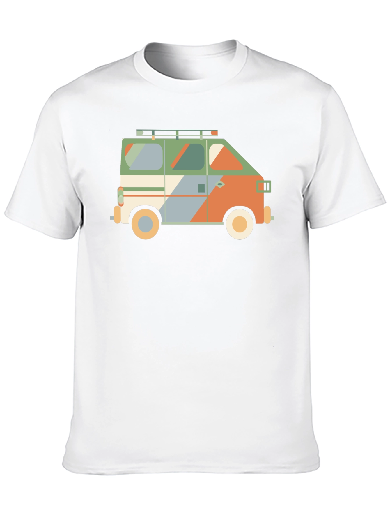 Retro Camper Van Graphic Tee - Black Cotton T-Shirt