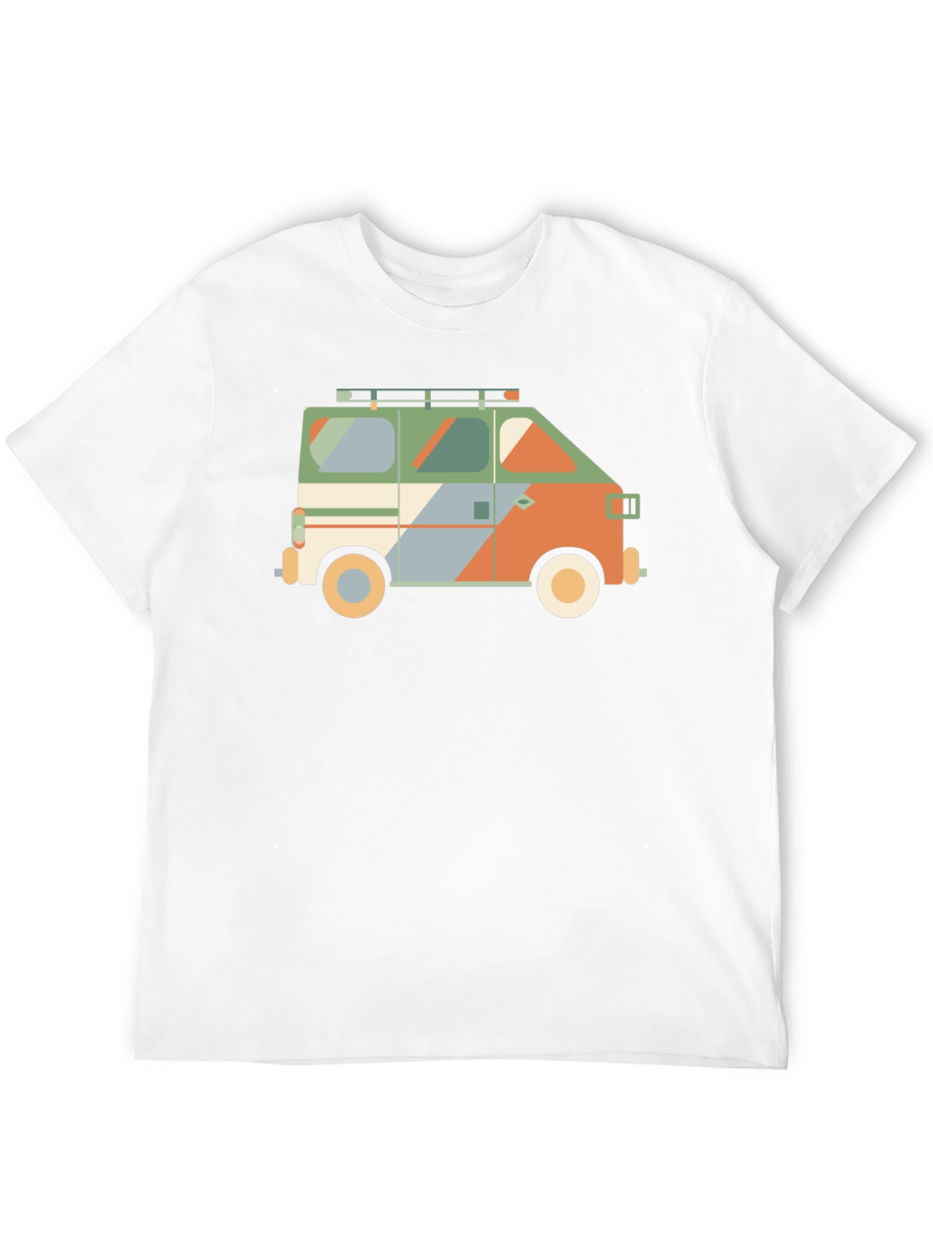 Retro Camper Van Graphic Tee - Black Cotton T-Shirt