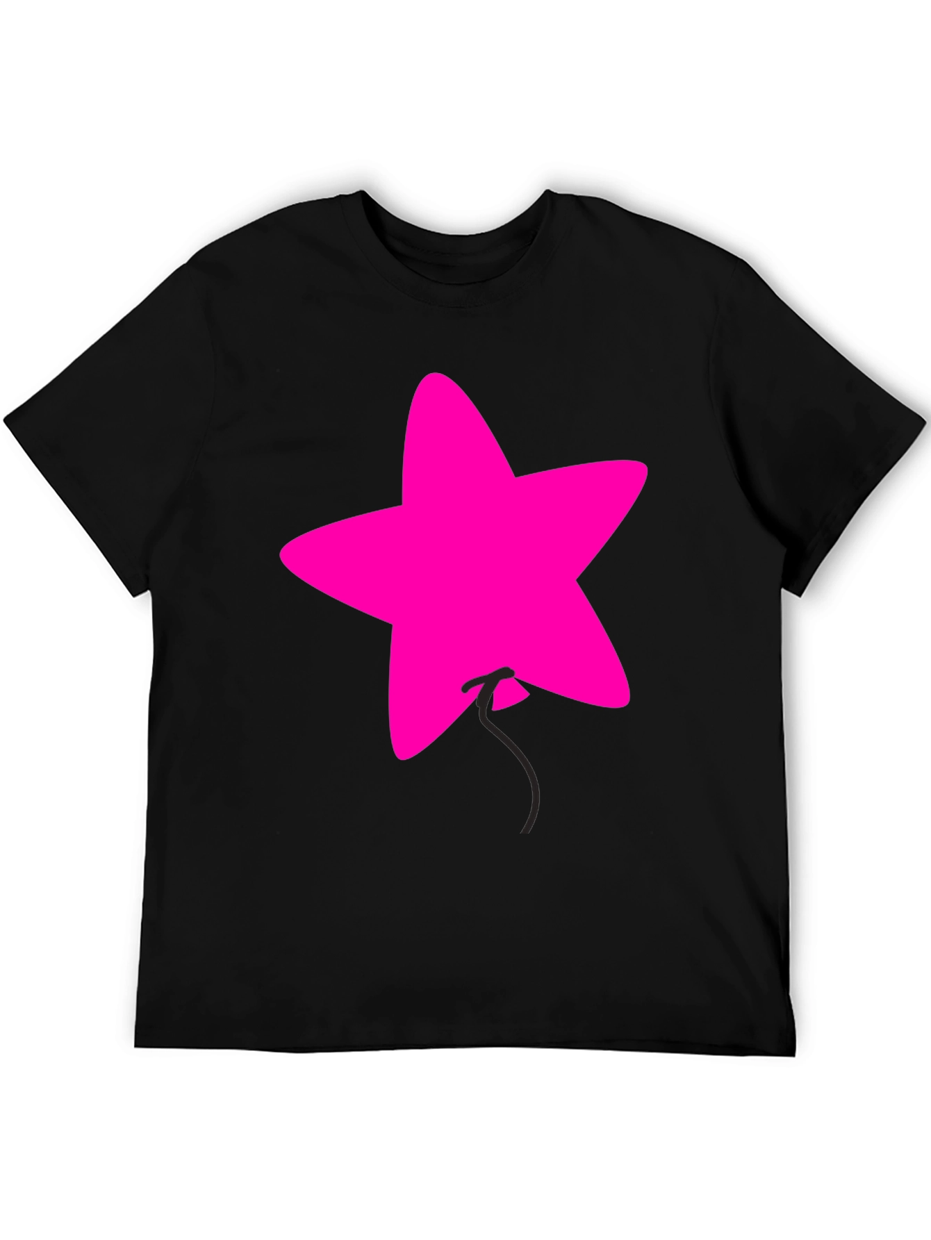Pink Star Balloon Graphic Black Tee