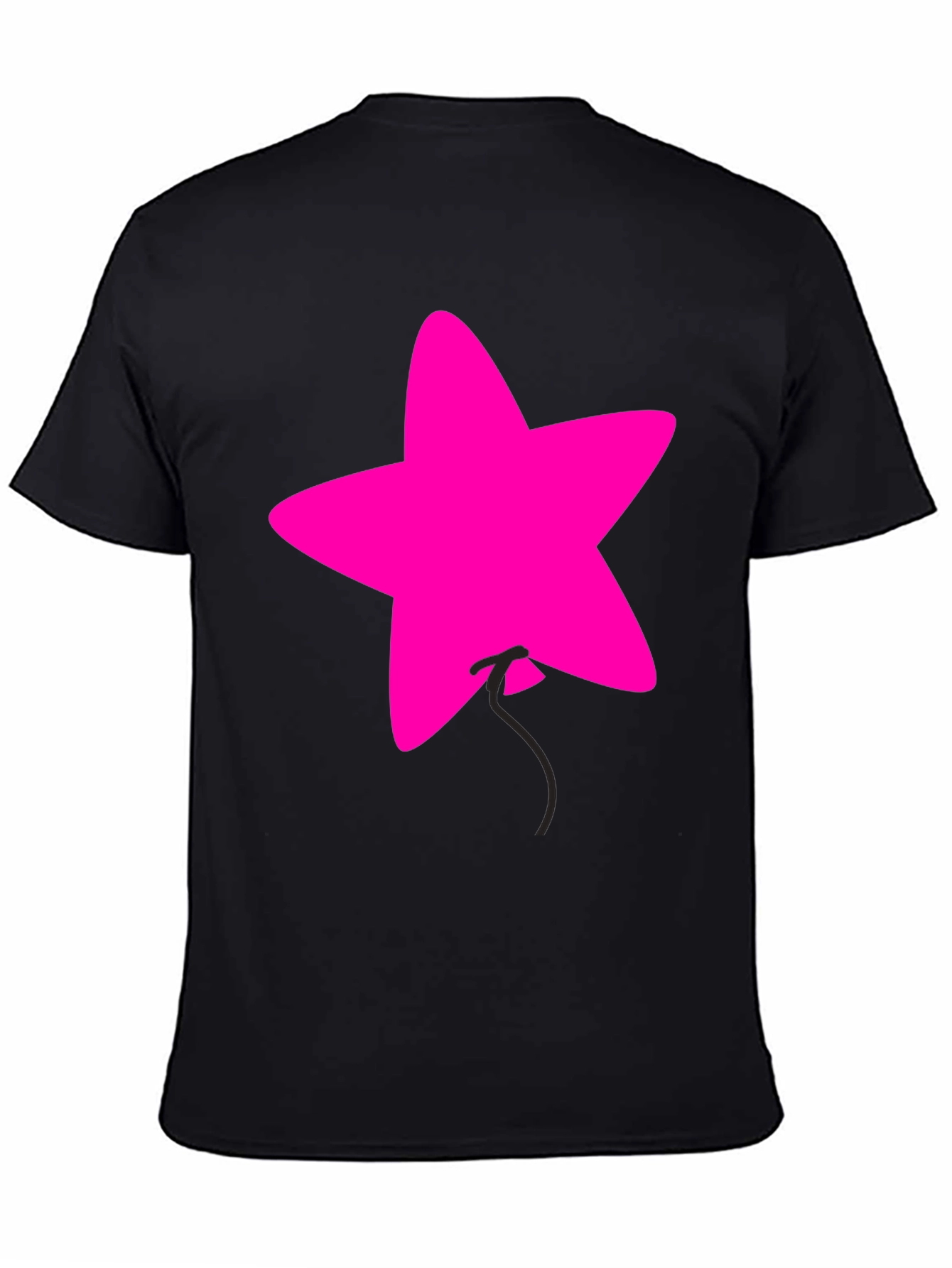 Pink Star Balloon Graphic Black Tee