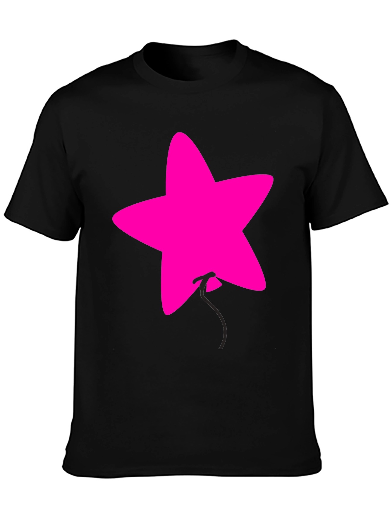 Pink Star Balloon Graphic Black Tee