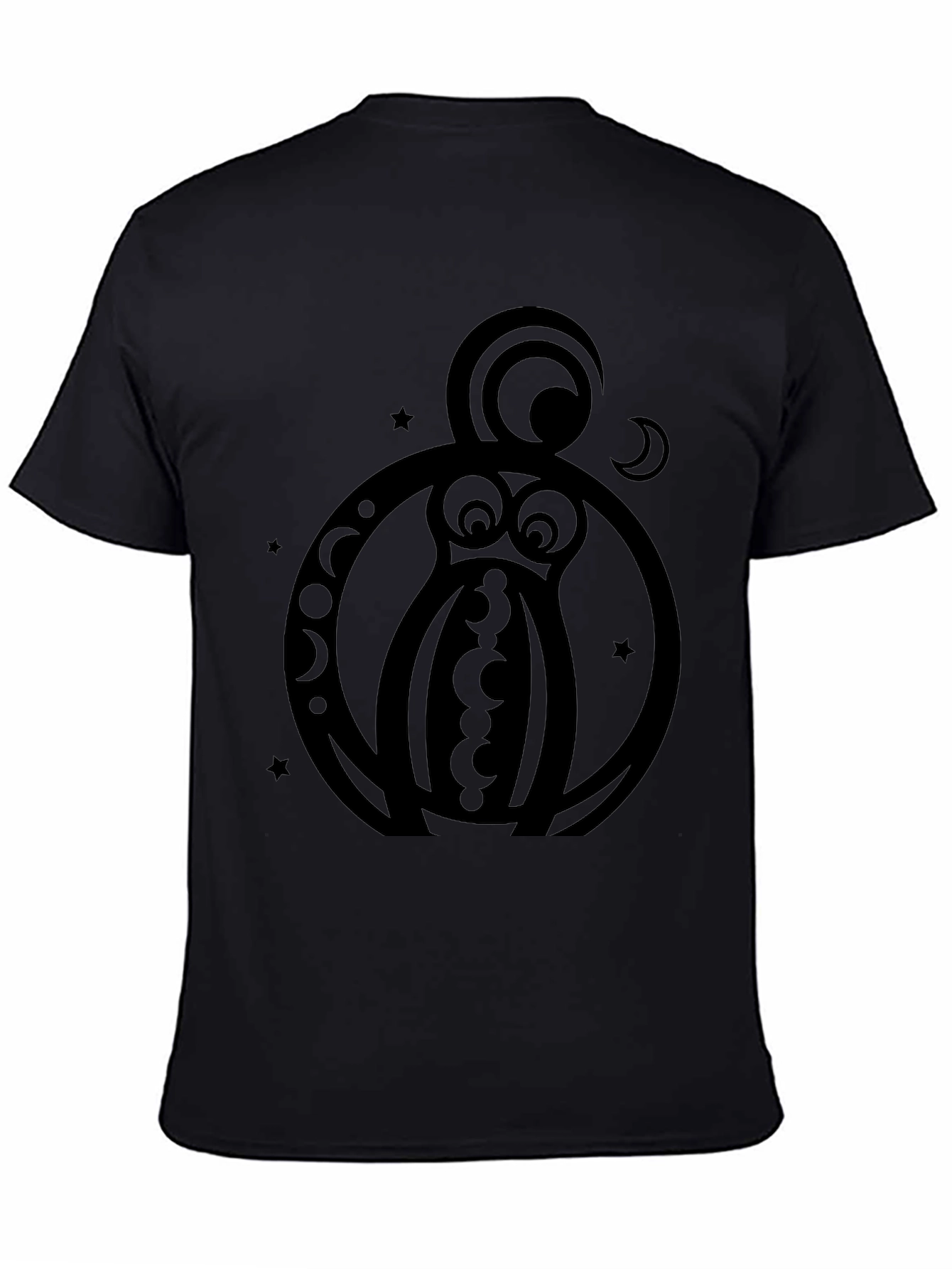 Abstract Owl Graphic Black T-Shirt