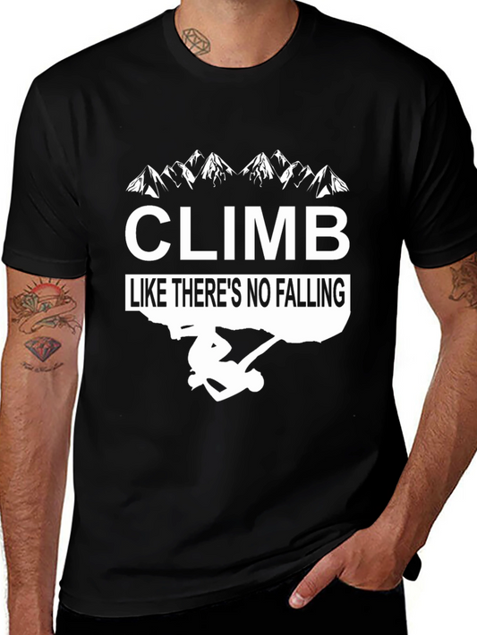 Climb Like Theres No Falling Black Graphic Tee