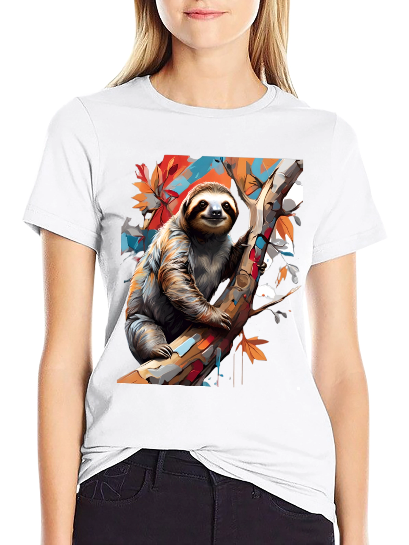 Sloth Graphic Tee - Mens Black Cotton T-Shirt
