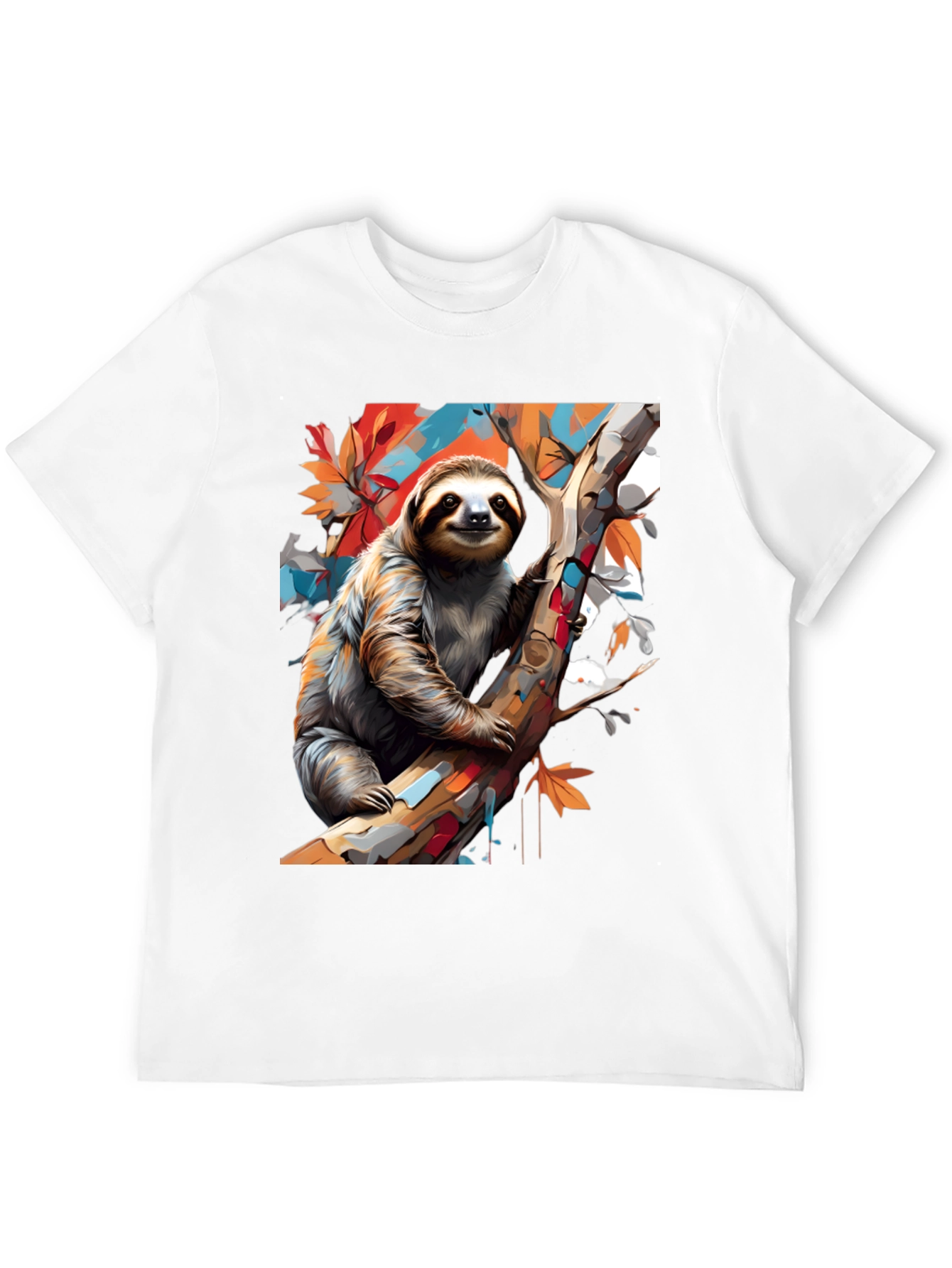 Sloth Graphic Tee - Mens Black Cotton T-Shirt