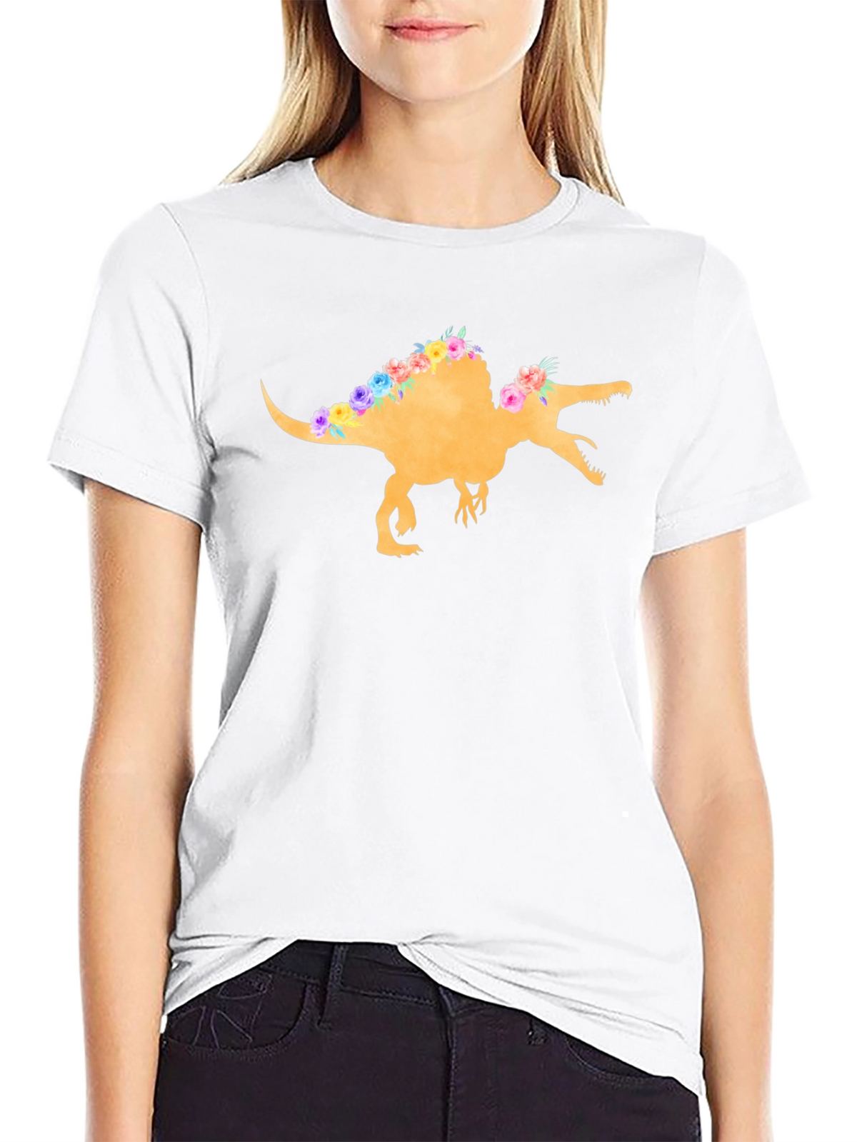 Floral Dinosaur Graphic T-Shirt