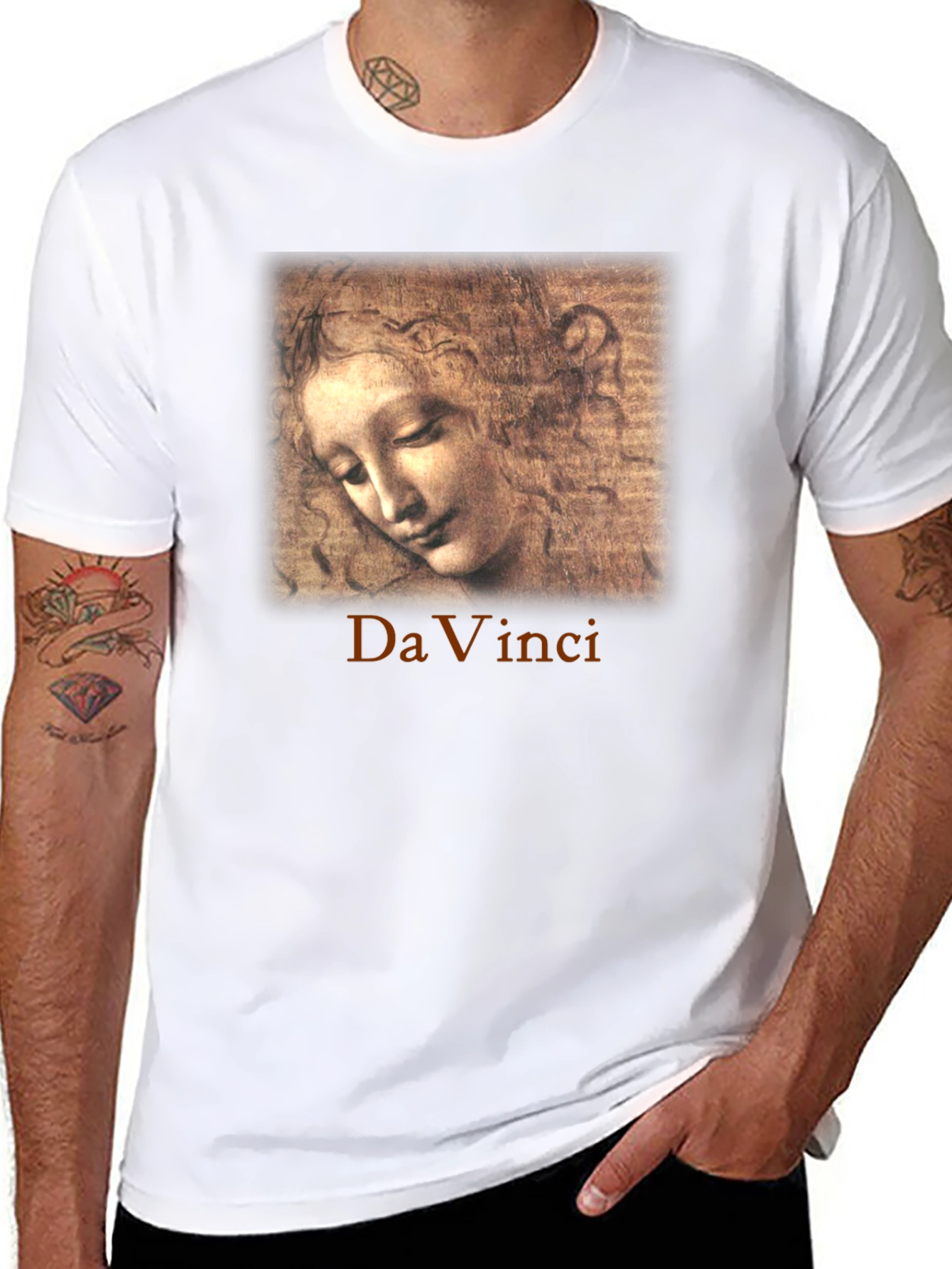 Da Vinci Sketch Portrait Graphic T-Shirt