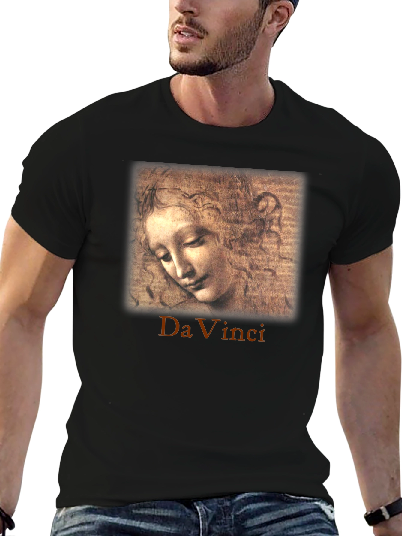 Da Vinci Sketch Portrait Graphic T-Shirt