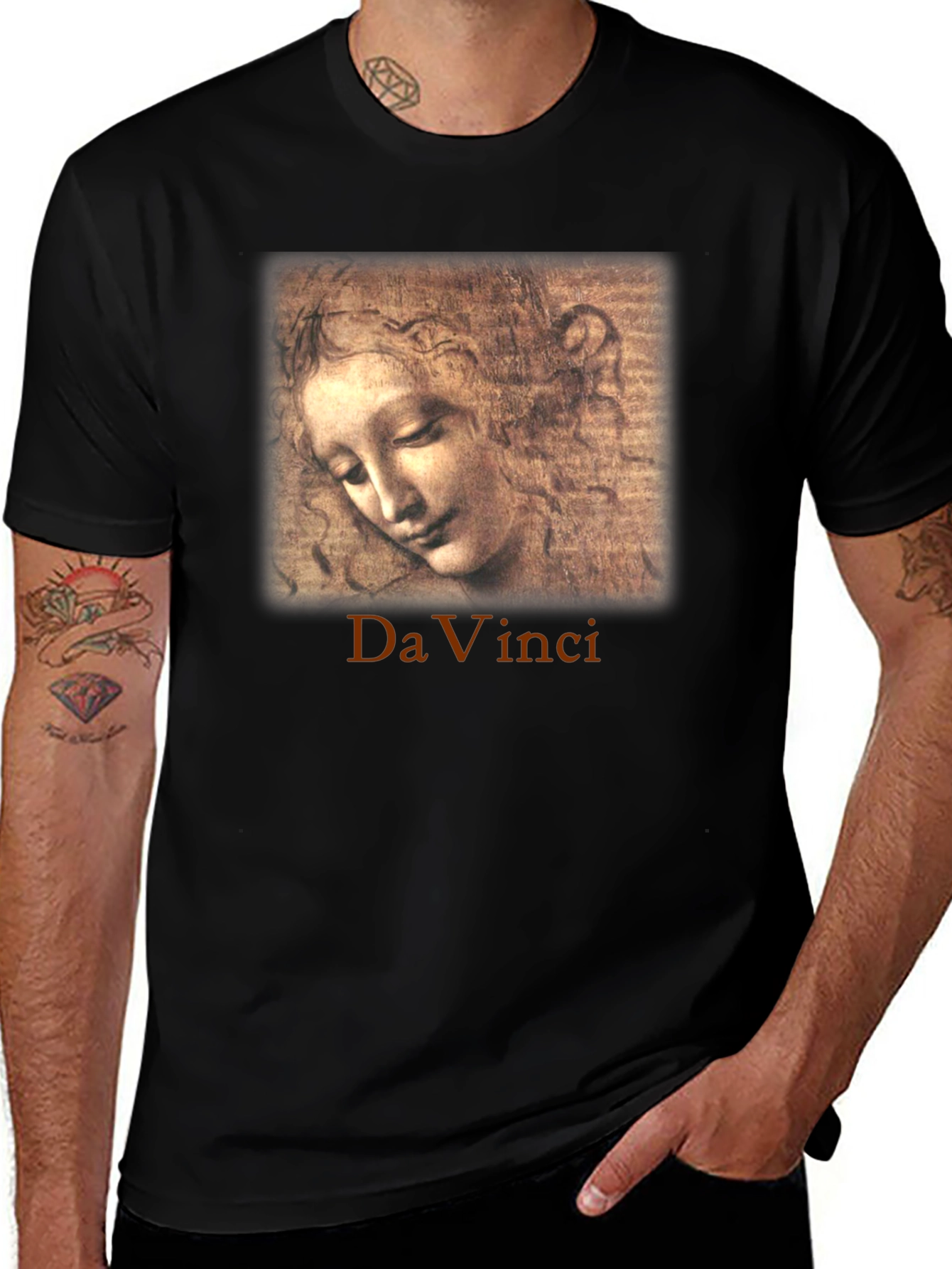 Da Vinci Sketch Portrait Graphic T-Shirt