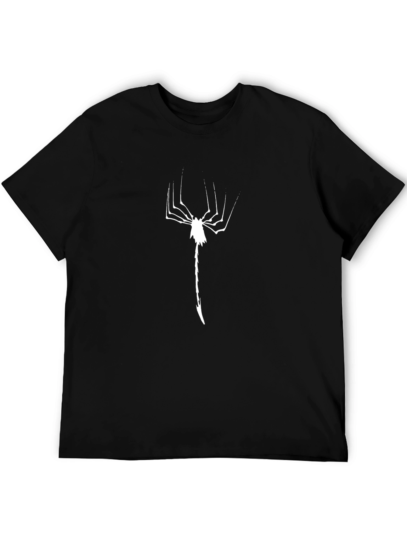 Mens Black T-Shirt with White Abstract Design