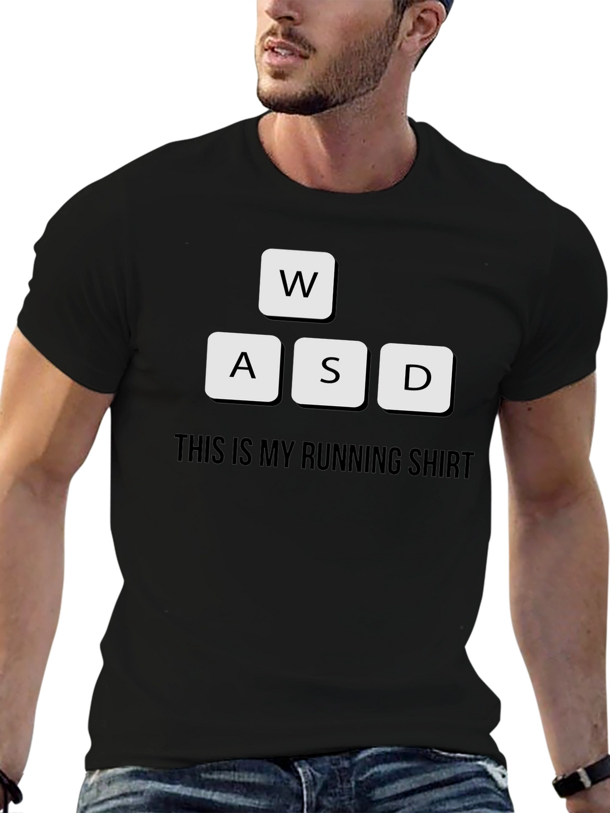 Gamer Running Shirt - WASD Keyboard Design