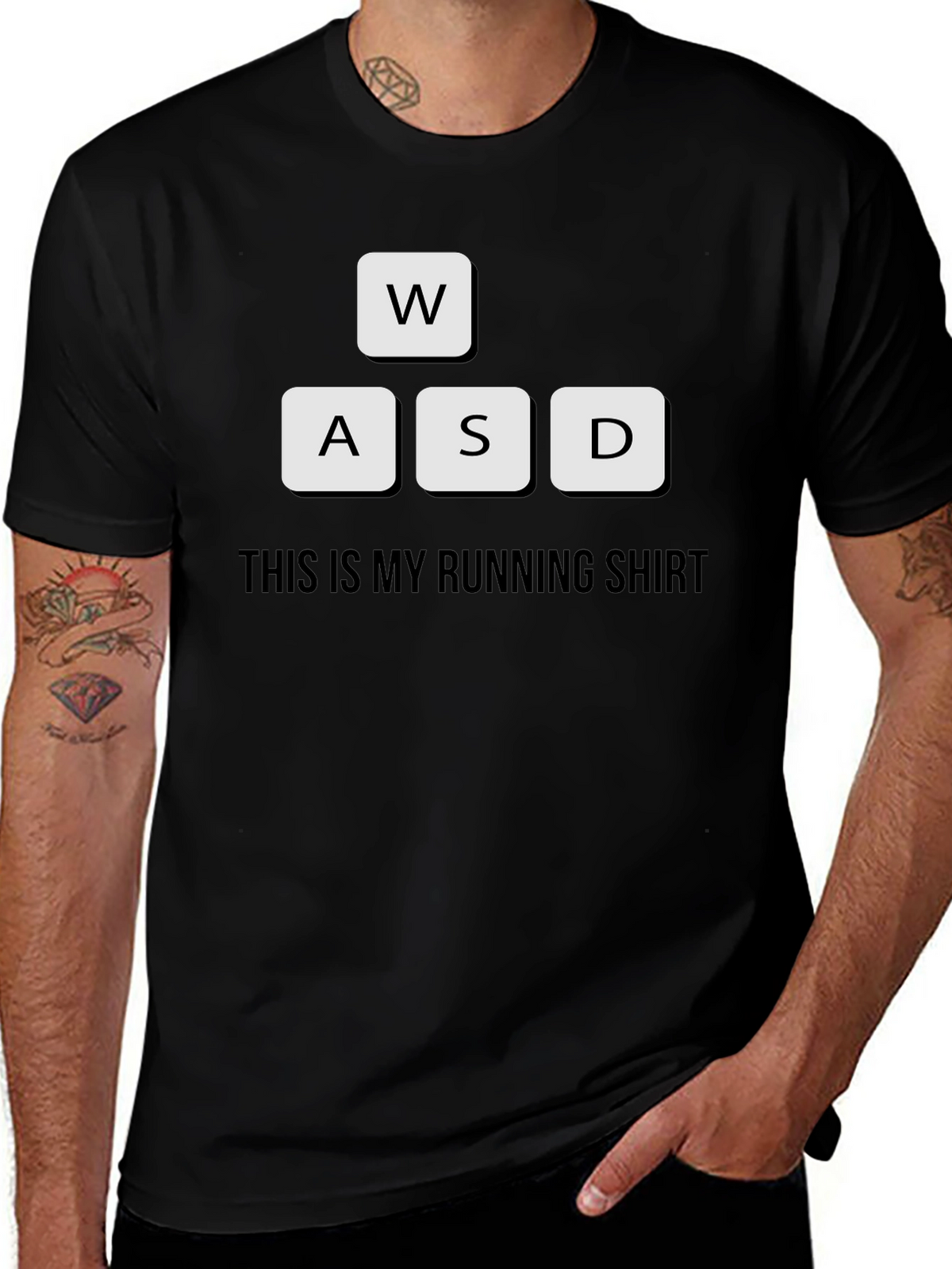 Gamer Running Shirt - WASD Keyboard Design