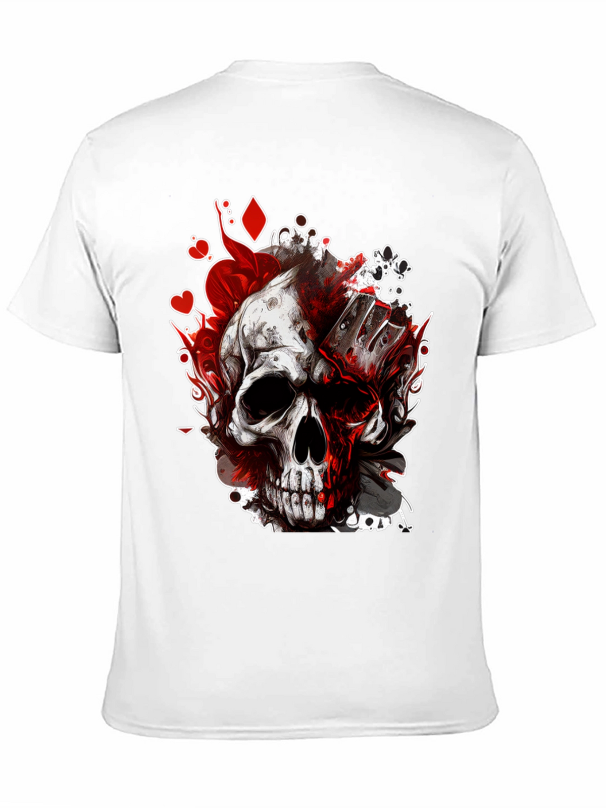 Skull & Cards Graphic Tee - Gothic Poker Style