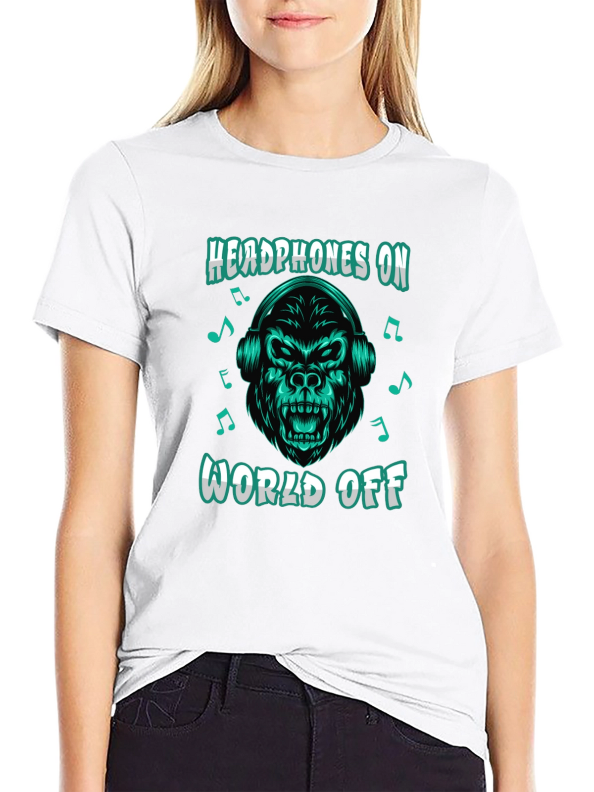 Headphones On World Off Gorilla T-Shirt