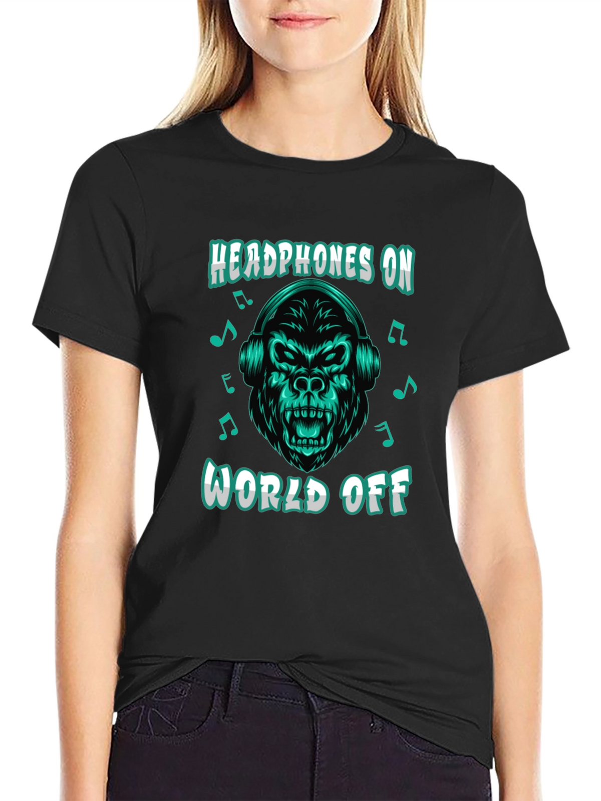 Headphones On World Off Gorilla T-Shirt