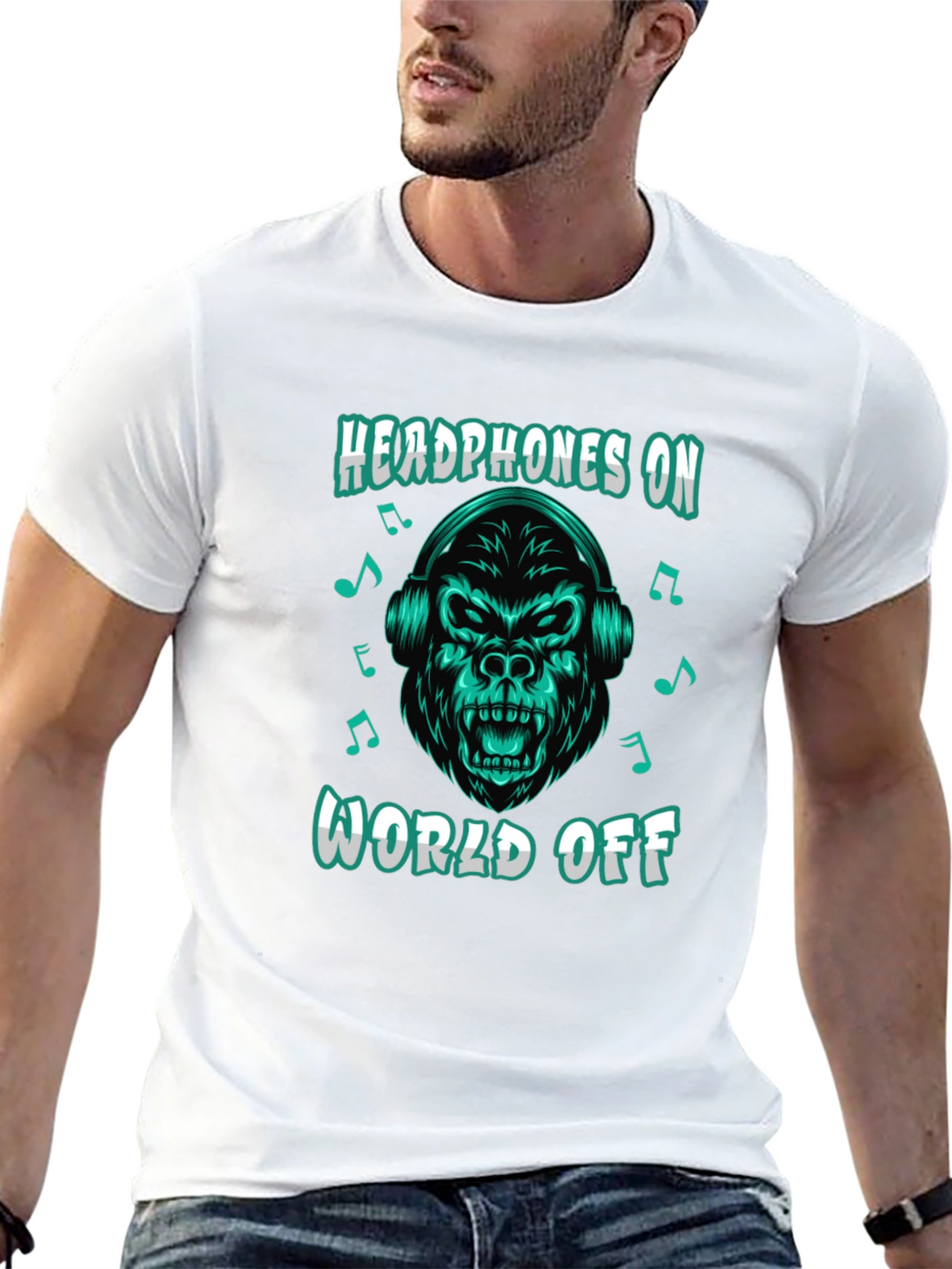 Headphones On World Off Gorilla T-Shirt
