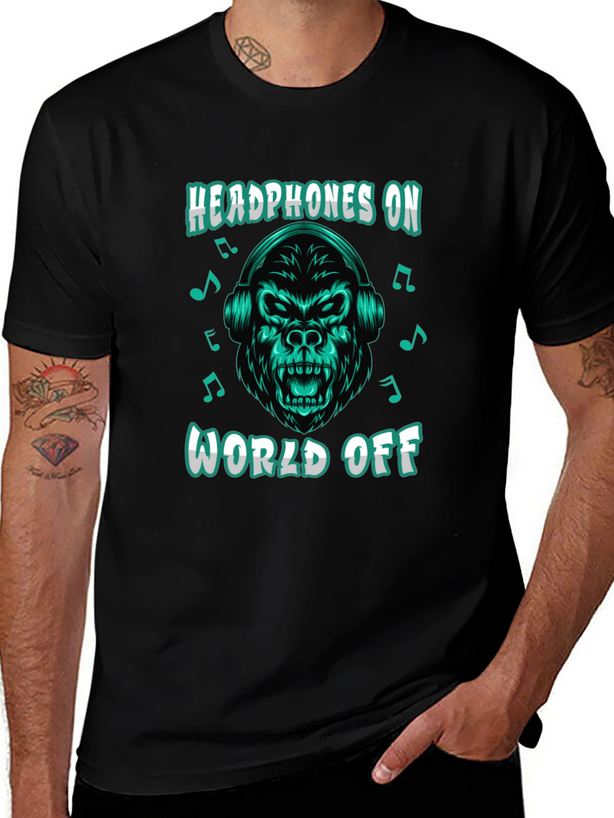 Headphones On World Off Gorilla T-Shirt