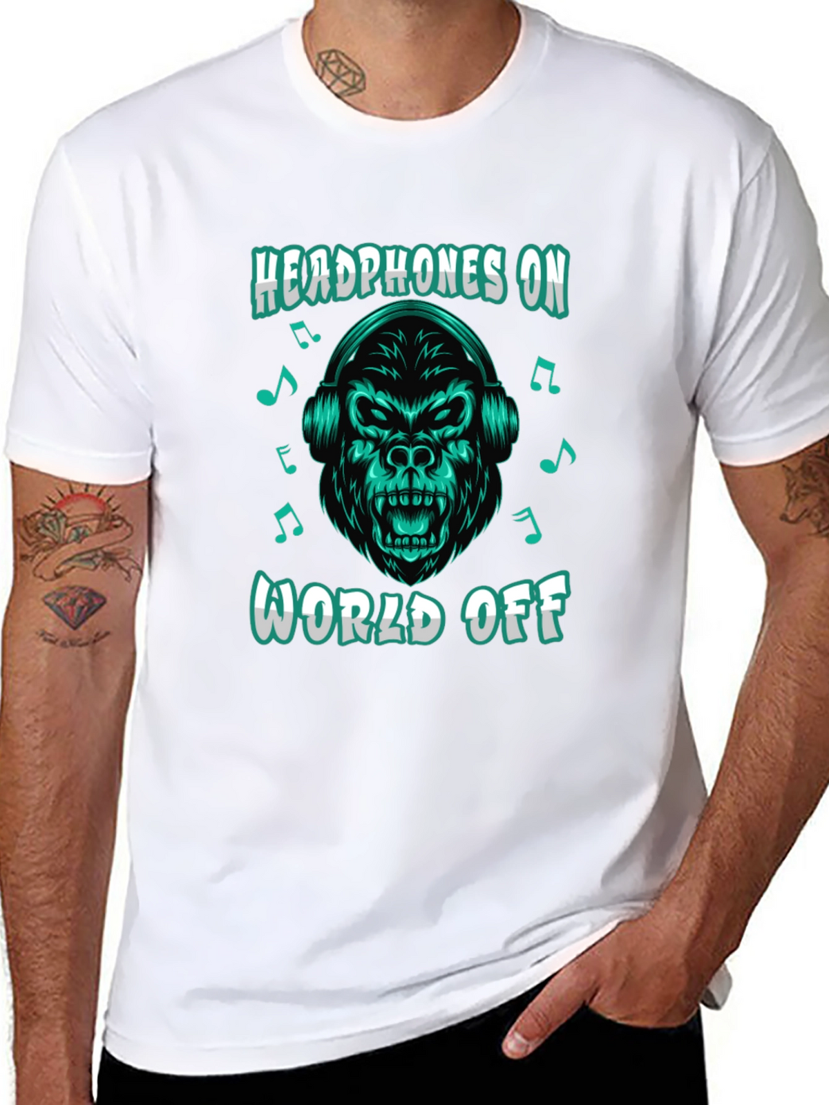 Headphones On World Off Gorilla T-Shirt