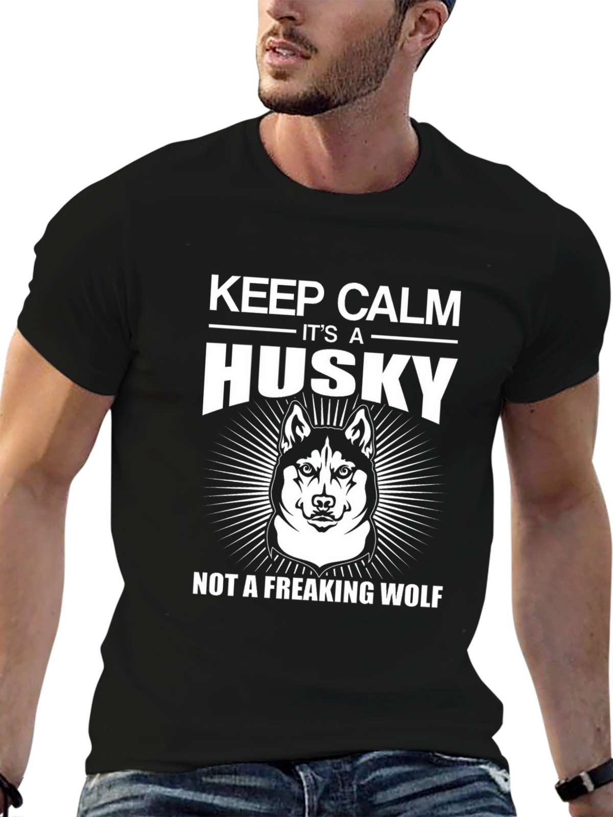 Keep Calm Husky T-Shirt Funny Dog Lover Tee