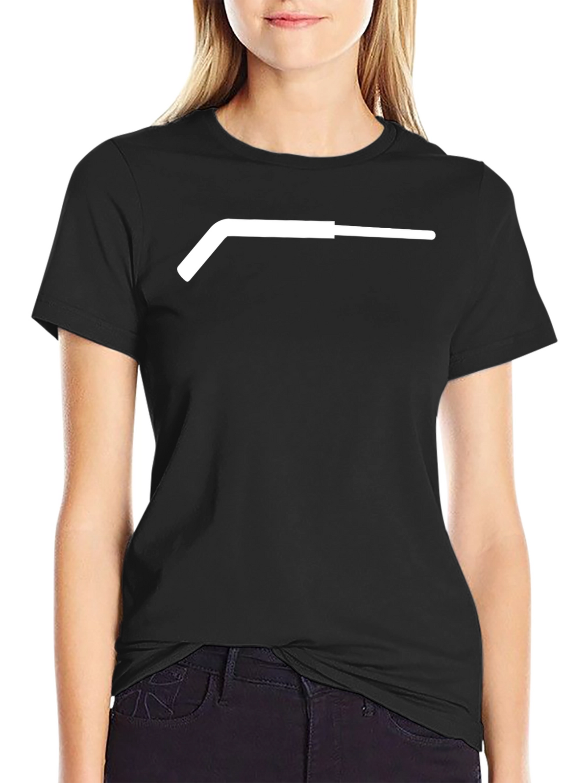 Minimalist Hockey Stick Graphic T-Shirt - Black