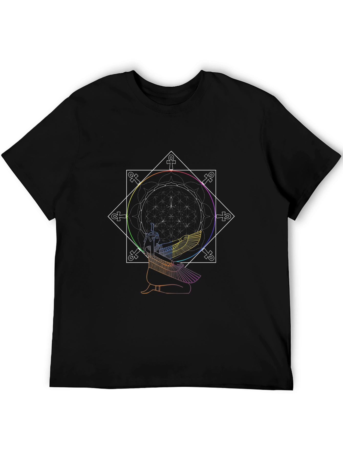 Geometric Egyptian Graphic Print Black T-Shirt
