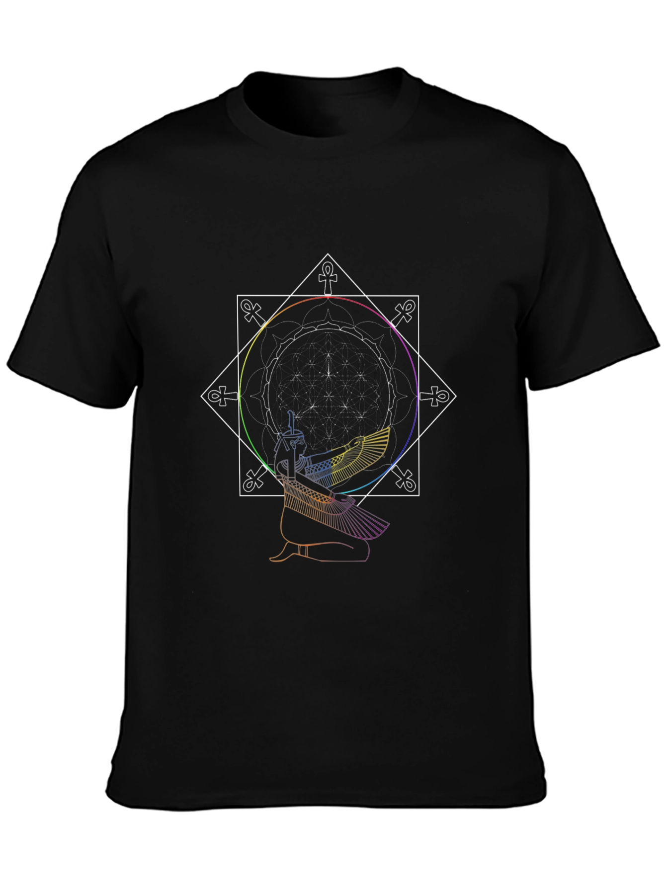 Geometric Egyptian Graphic Print Black T-Shirt