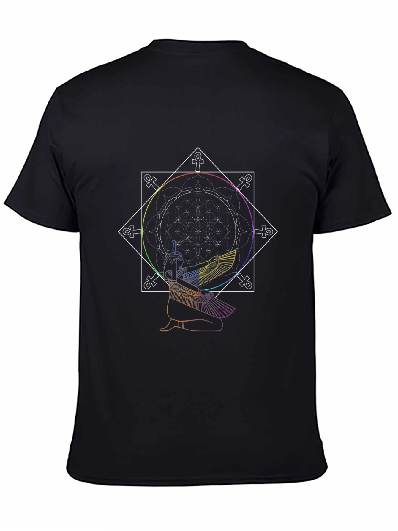 Geometric Egyptian Graphic Print Black T-Shirt