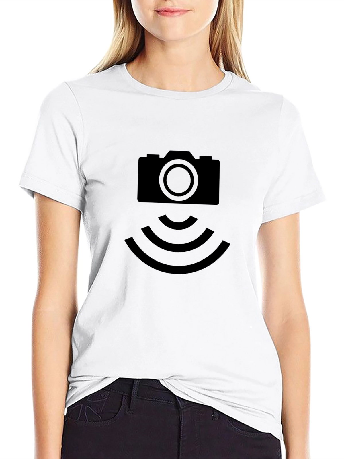 Camera Signal Graphic Tee - Black Cotton T-Shirt