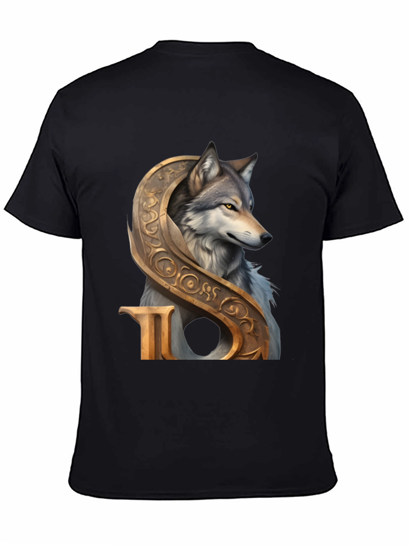 Wolf and Ornamental Letter T-Shirt
