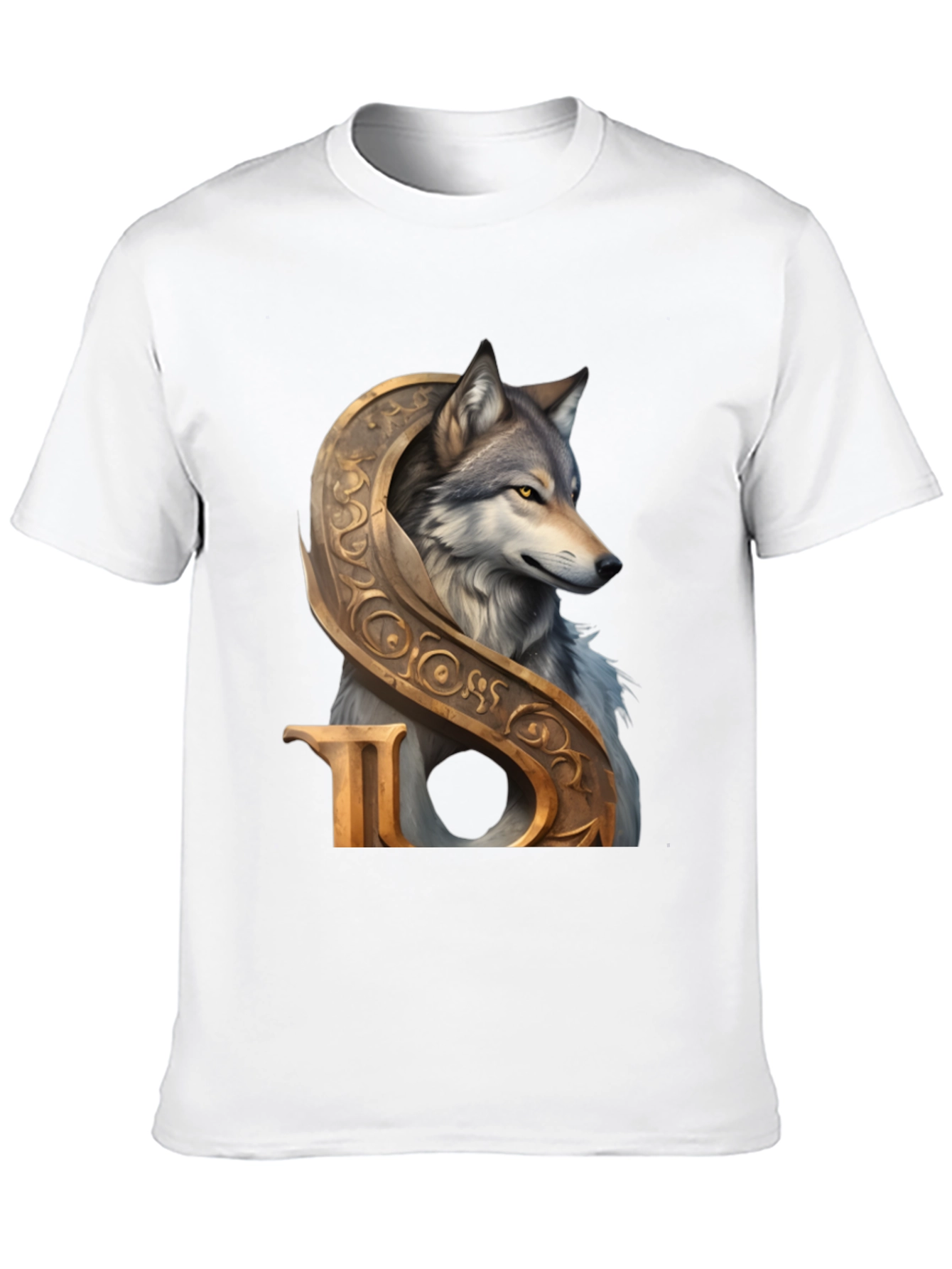 Wolf and Ornamental Letter T-Shirt