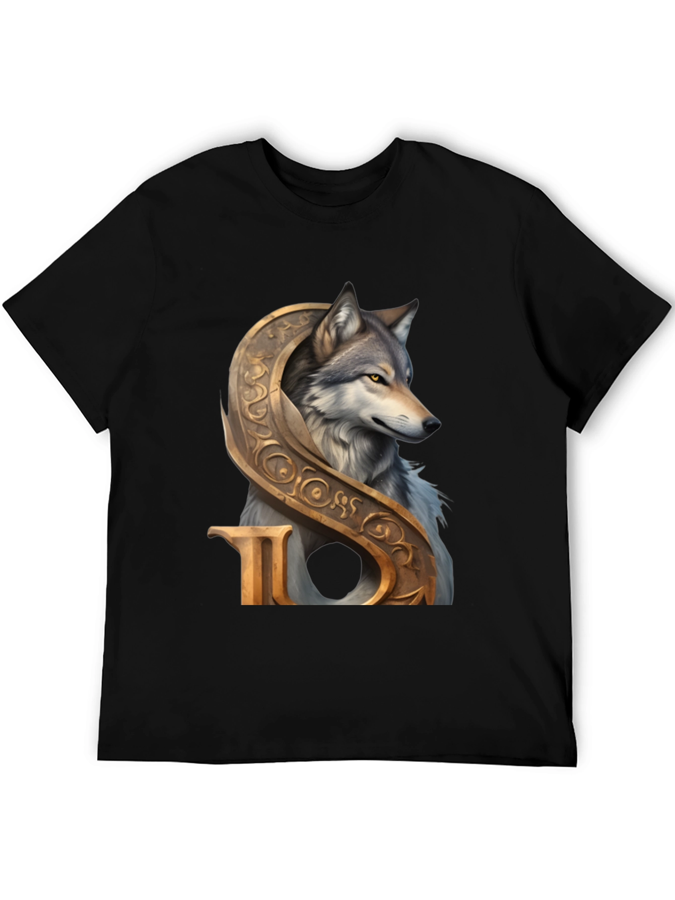 Wolf and Ornamental Letter T-Shirt
