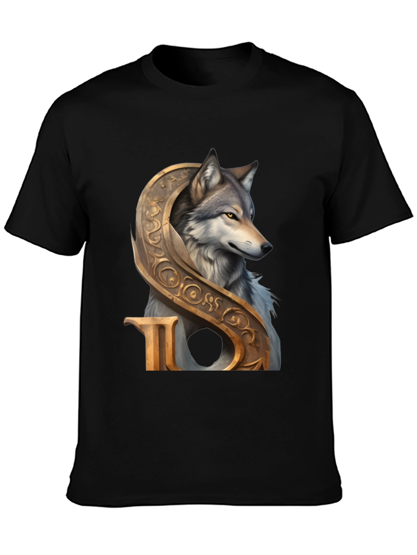 Wolf and Ornamental Letter T-Shirt
